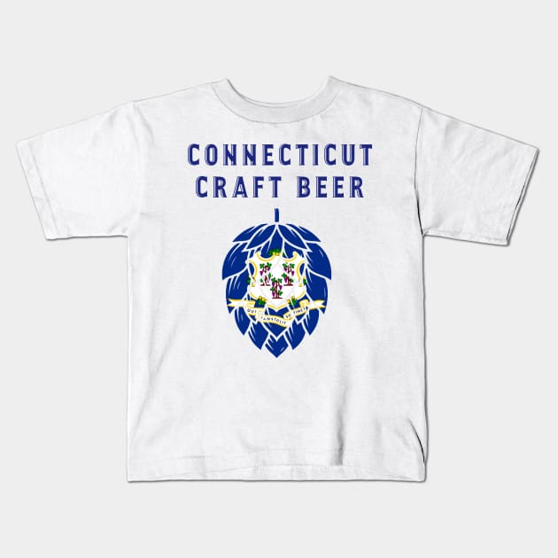 Connecticut State Flag United States of Craft Beer Kids T-Shirt by Owl House Creative